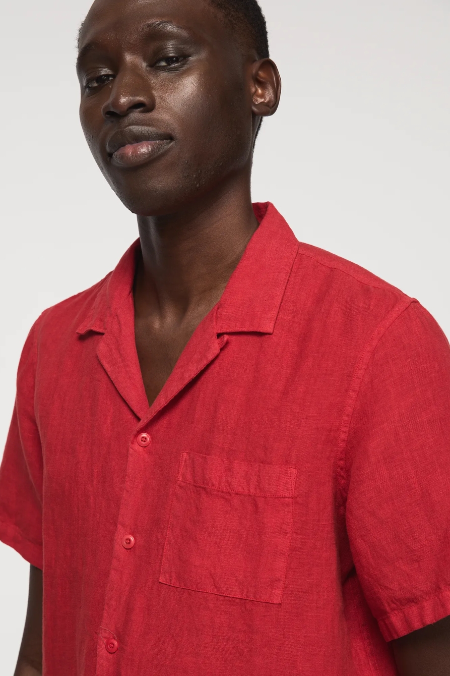 SHORT SLEEVE LINEN CAMP COLLAR SHIRT, image 2
