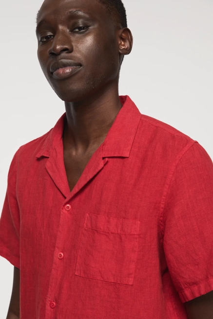 SHORT SLEEVE LINEN CAMP COLLAR SHIRT, image 2