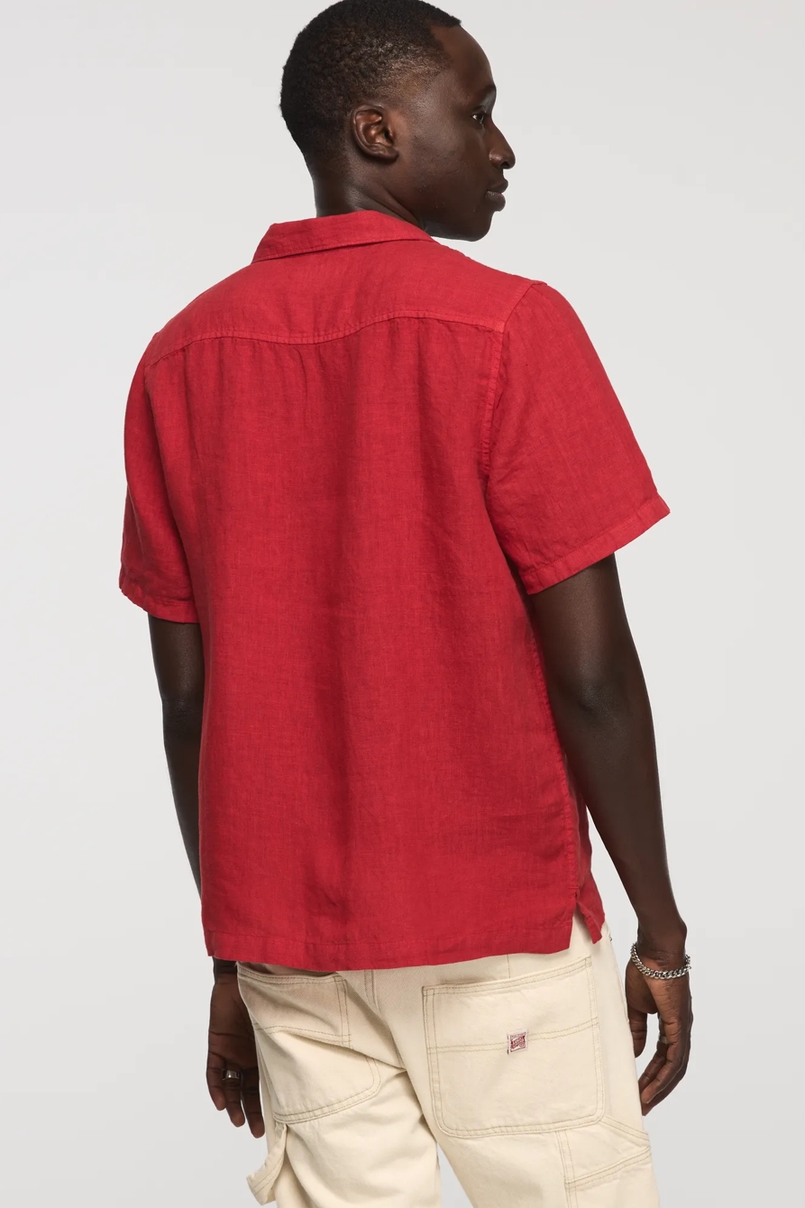SHORT SLEEVE LINEN CAMP COLLAR SHIRT, image 3