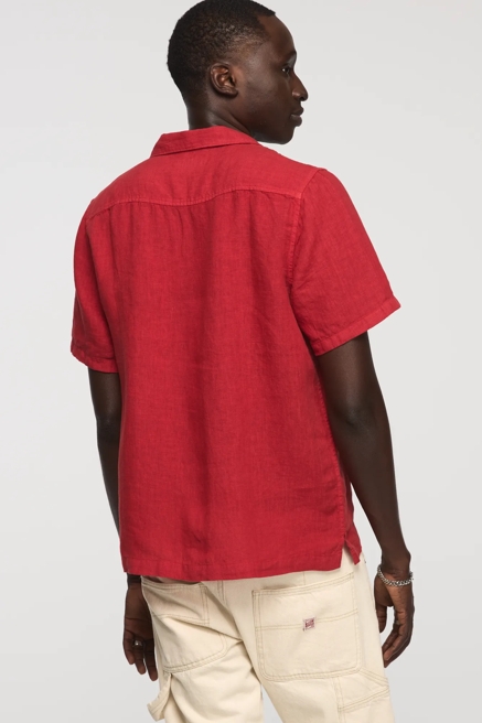 SHORT SLEEVE LINEN CAMP COLLAR SHIRT, image 3