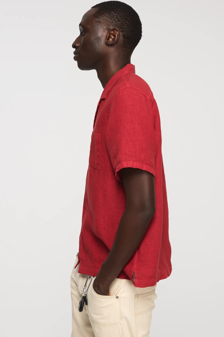 SHORT SLEEVE LINEN CAMP COLLAR SHIRT, image 4