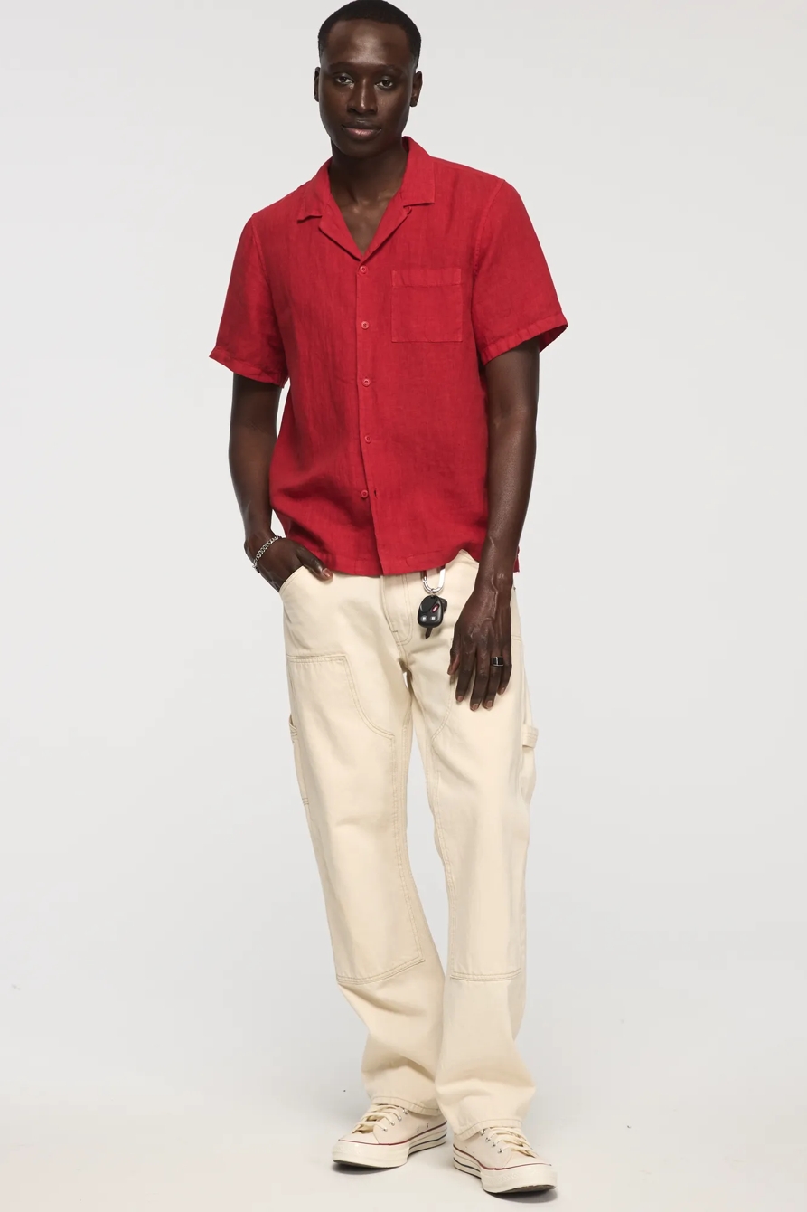 SHORT SLEEVE LINEN CAMP COLLAR SHIRT, image 5