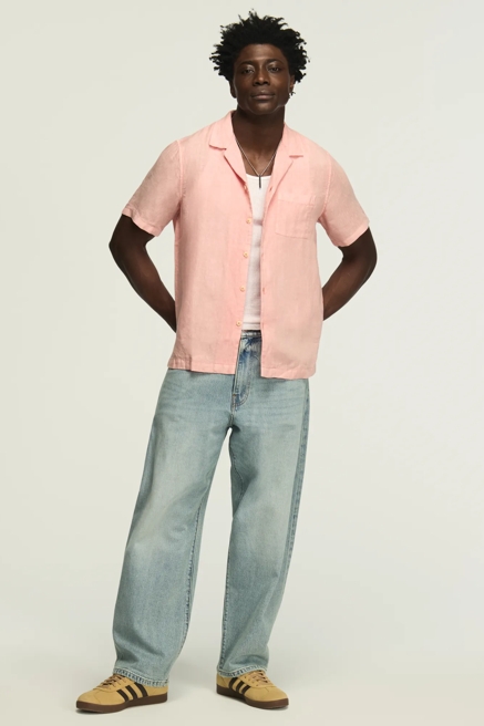 SHORT SLEEVE LINEN CAMP COLLAR SHIRT, image 1