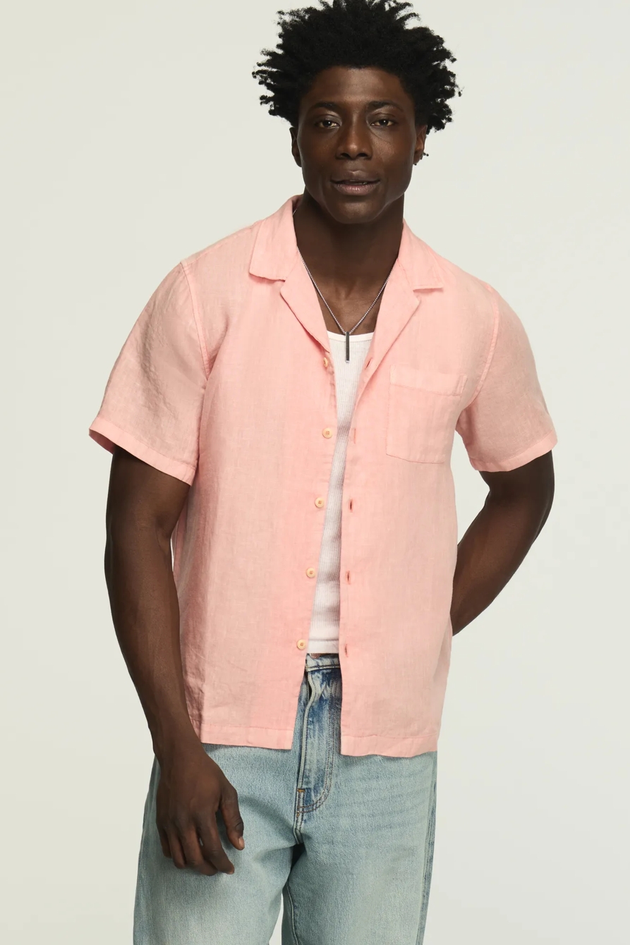SHORT SLEEVE LINEN CAMP COLLAR SHIRT, image 2