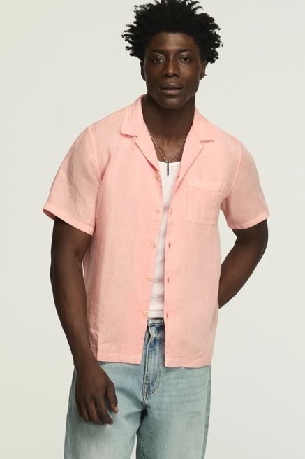 SHORT SLEEVE LINEN CAMP COLLAR SHIRT, image 2