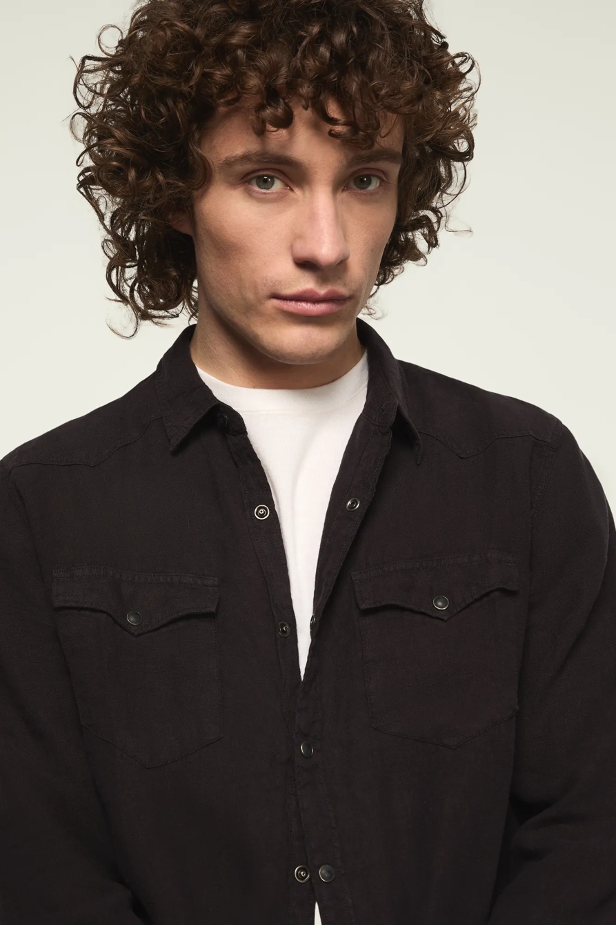 LINEN LONG SLEEVE WESTERN SHIRT, image 2