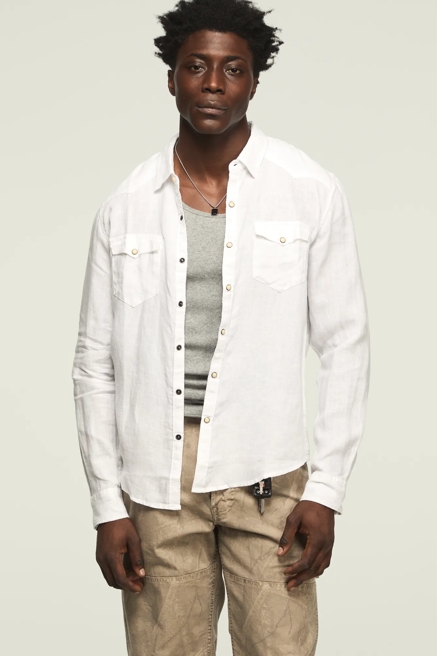 LINEN LONG SLEEVE WESTERN SHIRT, image 1