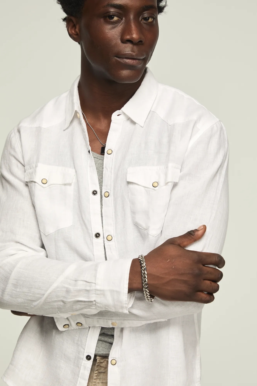 LINEN LONG SLEEVE WESTERN SHIRT, image 2