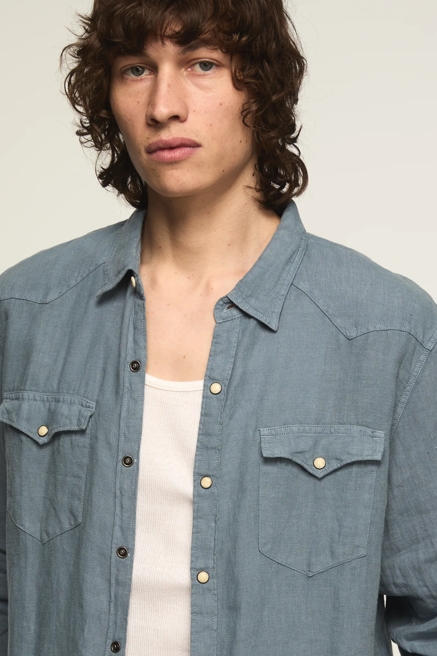 LINEN LONG SLEEVE WESTERN SHIRT, image 2