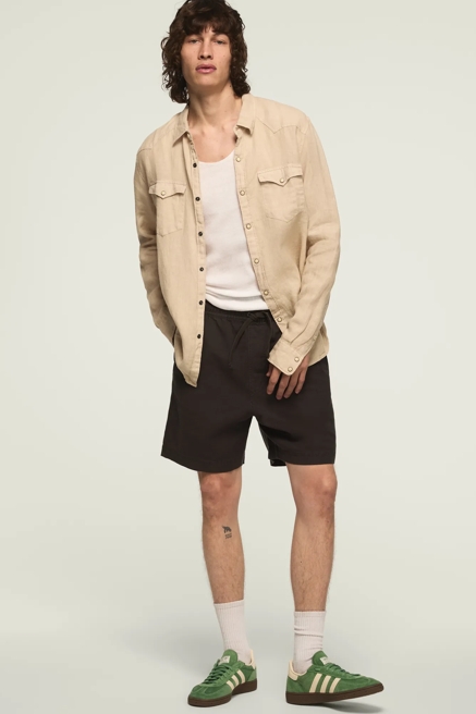 6 INCH LINEN PULL ON SHORT, image 1