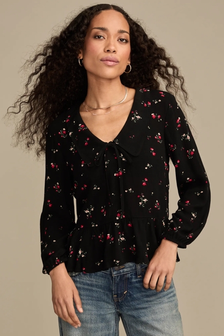 V NECK PETER PAN BLOUSE, image 1