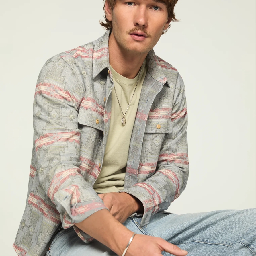 Lucky Brand Jacquard Humboldt Utility Shirt - Men's Clothing Outerwear Shirt Jackets