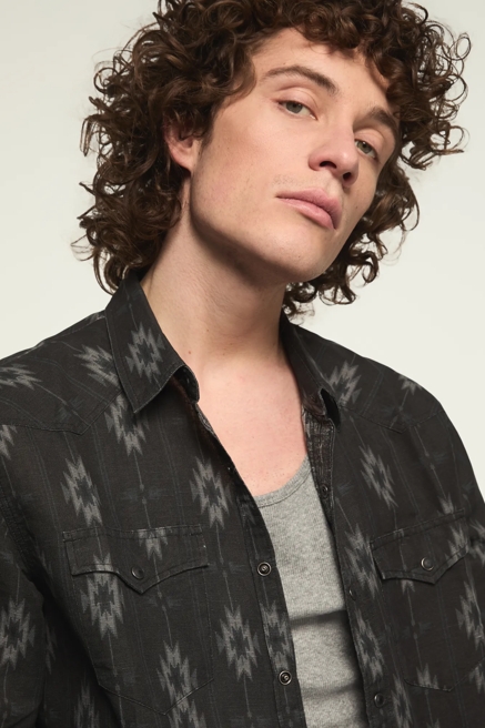 LINEN LONG SLEEVE WESTERN SHIRT, image 2