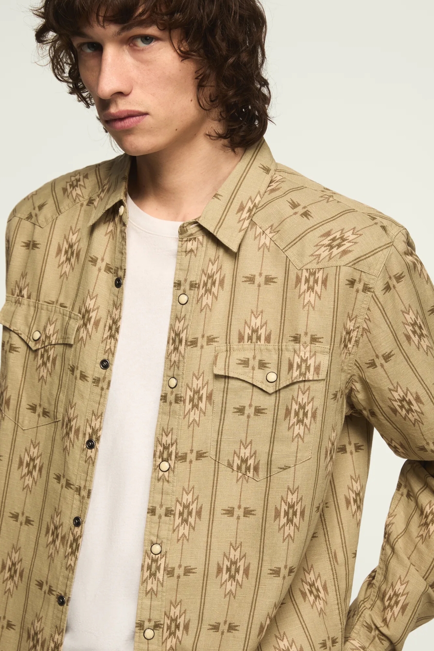 LINEN LONG SLEEVE WESTERN SHIRT, image 2