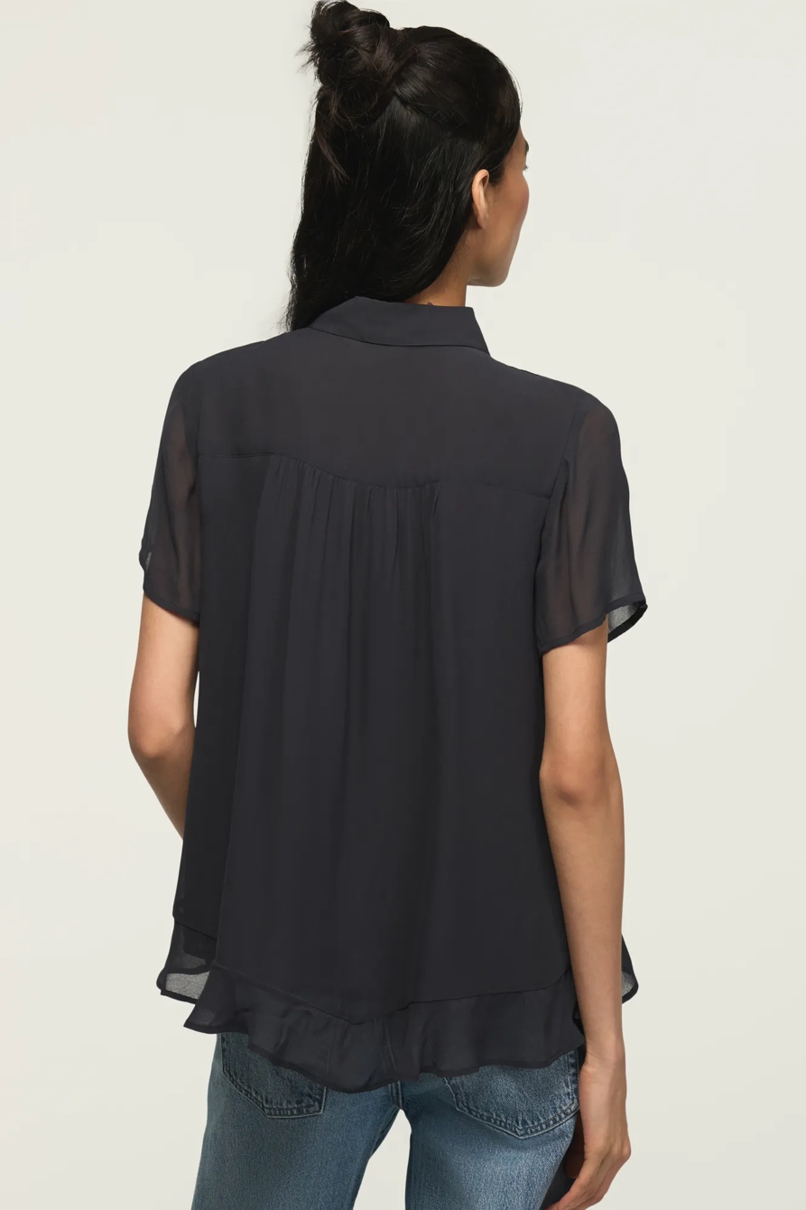 HIGH LOW SHORT SLEEVE RUFFLE SHIRT, image 3