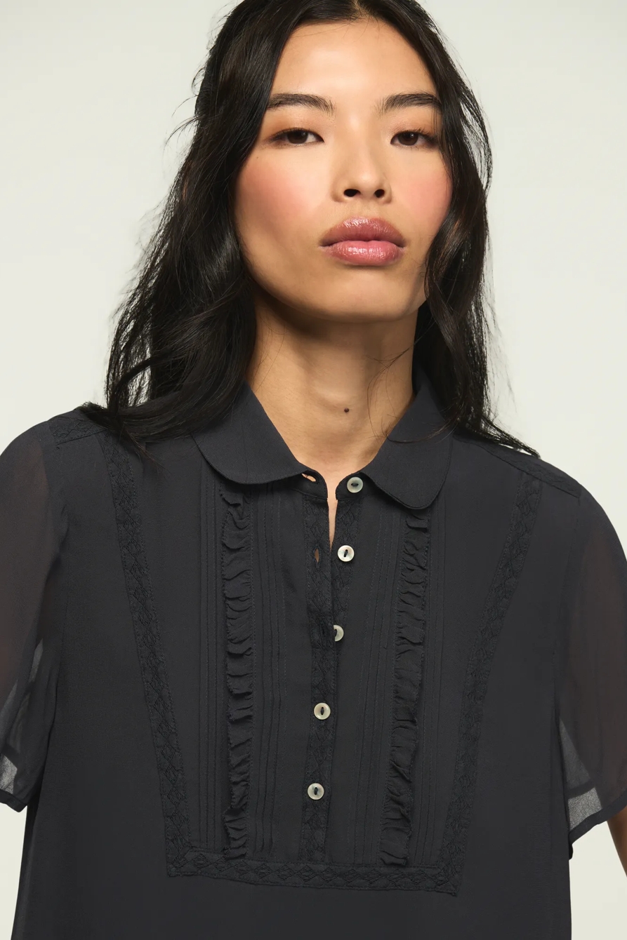 HIGH LOW SHORT SLEEVE RUFFLE SHIRT, image 5
