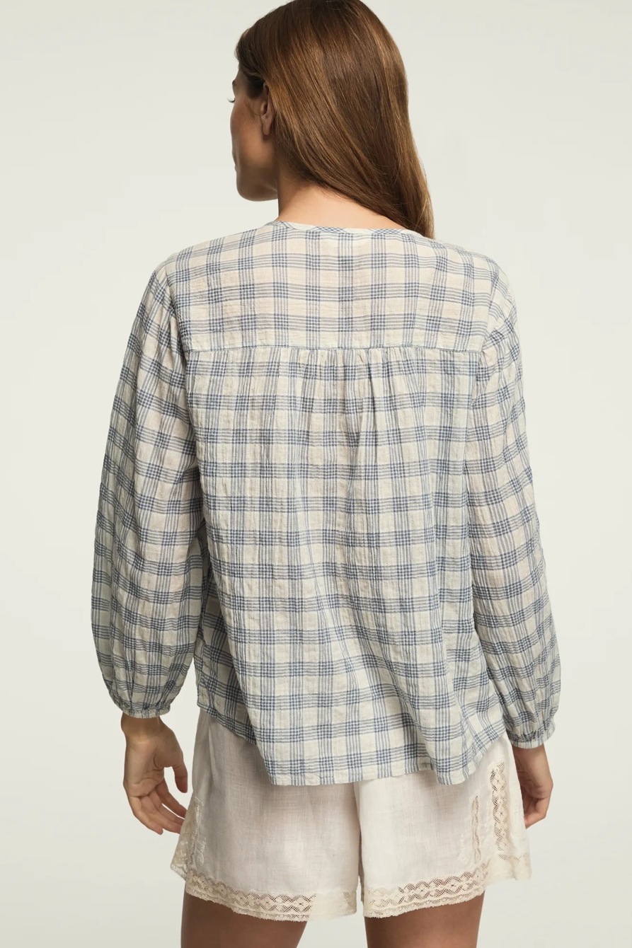 SHIRRED FLOWY PLAID SHIRT, image 5