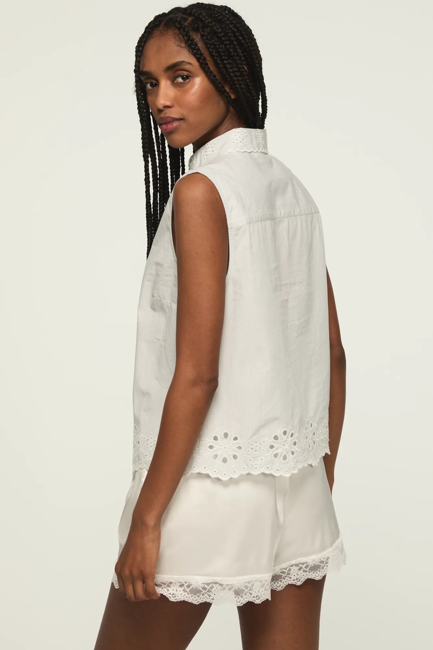SLEEVELESS EYELET BUTTONDOWN, image 3