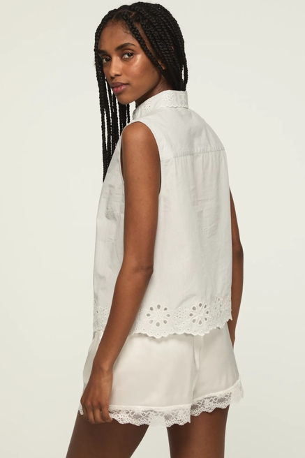 SLEEVELESS EYELET BUTTONDOWN, image 3