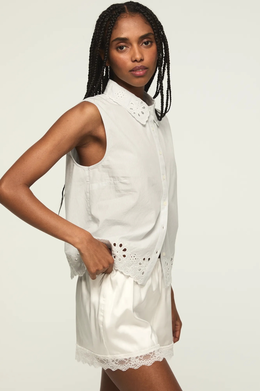 SLEEVELESS EYELET BUTTONDOWN, image 4