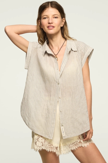 BANDED SLEEVE BUTTONUP SHIRT, image 1