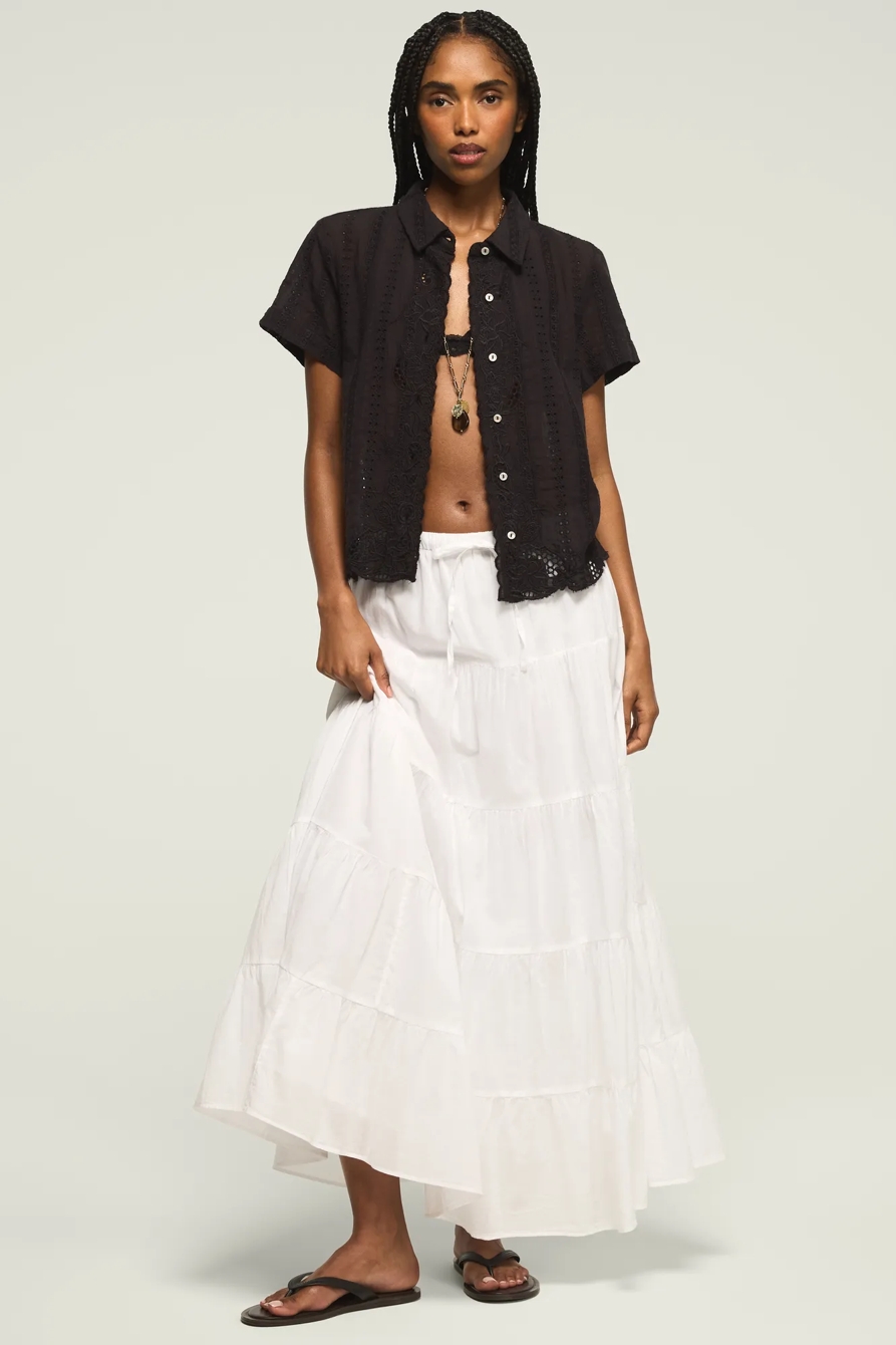 LACE SHORT SLEEVE BOYFRIEND BUTTONDOWN, image 6