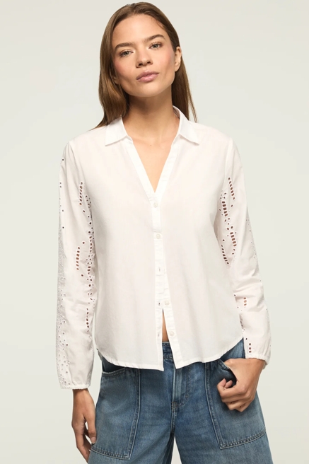 CUTWORK LONG SLEEVE BUTTON DOWN, image 1