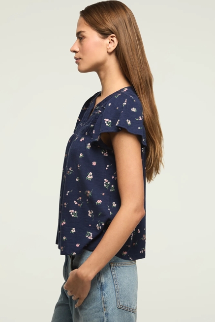 FLORAL FLUTTER SLEEVE TOP, image 4