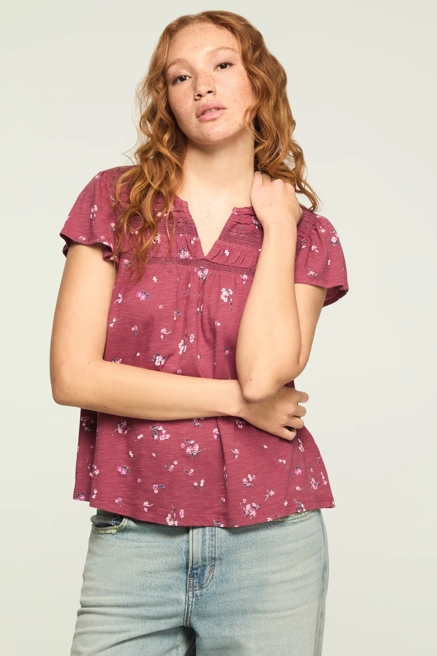 FLORAL FLUTTER SLEEVE TOP, image 2