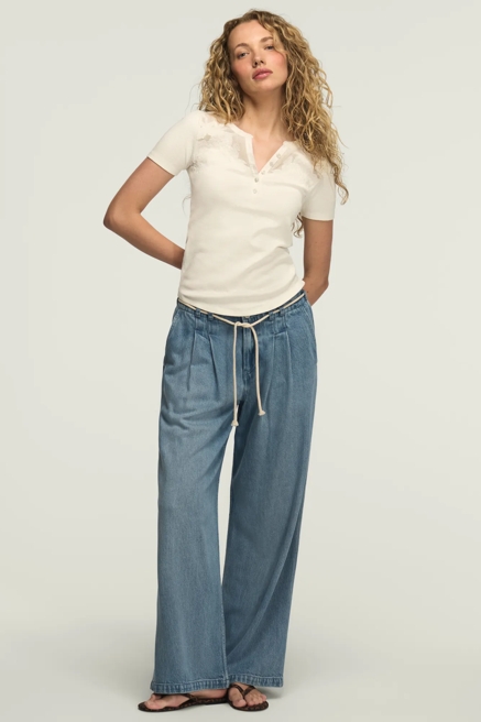 SHORT SLEEVE CUTWORK HENLEY, image 2