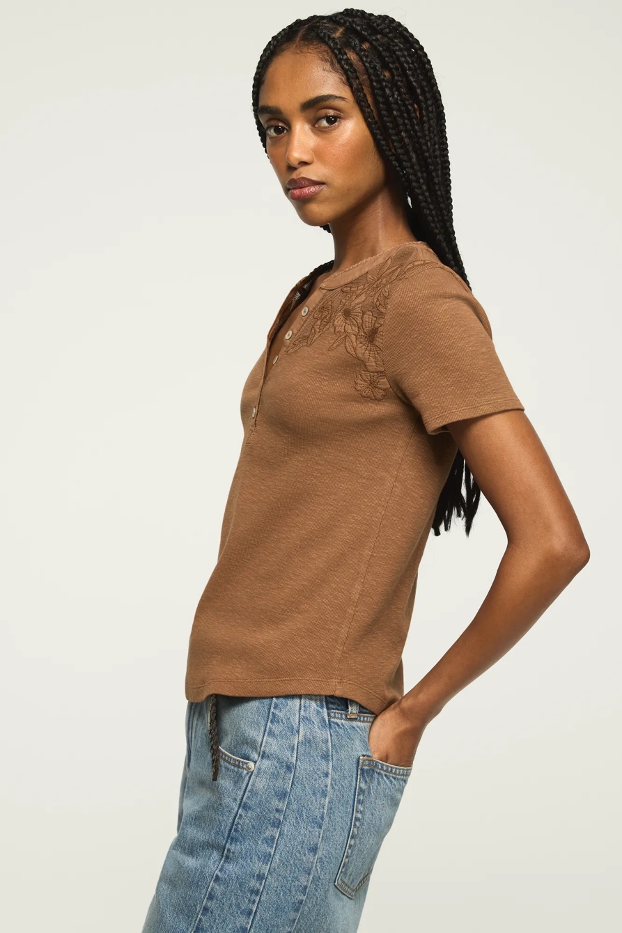 SHORT SLEEVE CUTWORK HENLEY, image 4