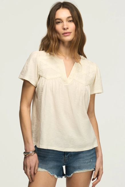 LACE PINTUCK NOTCH TOP, image 1