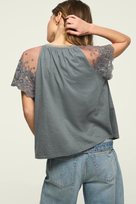 LACE SHORT SLEEVE SWING TOP, image 3