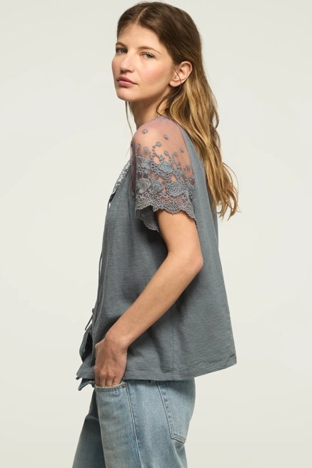 LACE SHORT SLEEVE SWING TOP, image 4