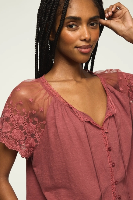 LACE SHORT SLEEVE SWING TOP, image 1
