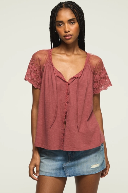 LACE SHORT SLEEVE SWING TOP, image 2