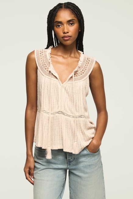 PEPLUM LACE TRIMMED TANK, image 1