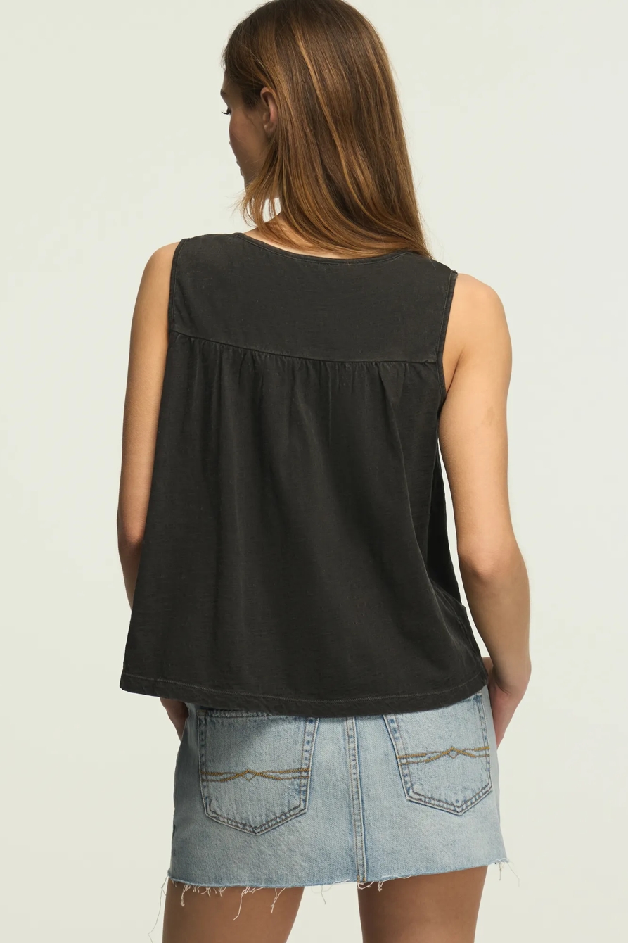 LACE YOKE V NECK TOP, image 3