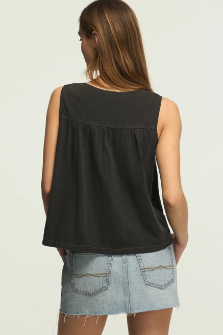 LACE YOKE V NECK TOP, image 3