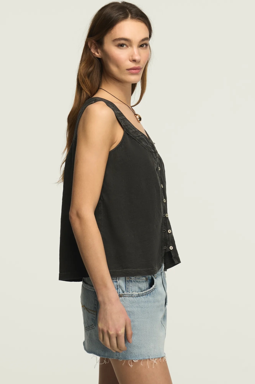 LACE YOKE V NECK TOP, image 4
