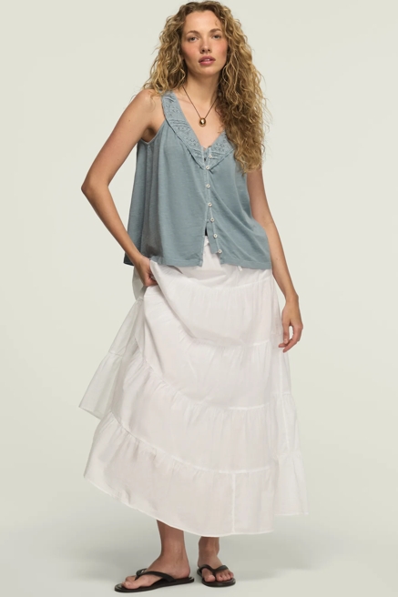 LACE YOKE V NECK TOP, image 2