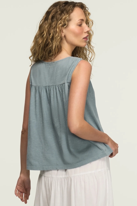 LACE YOKE V NECK TOP, image 3