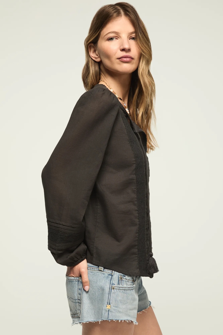 LACE PINTUCK PEASANT BLOUSE, image 4