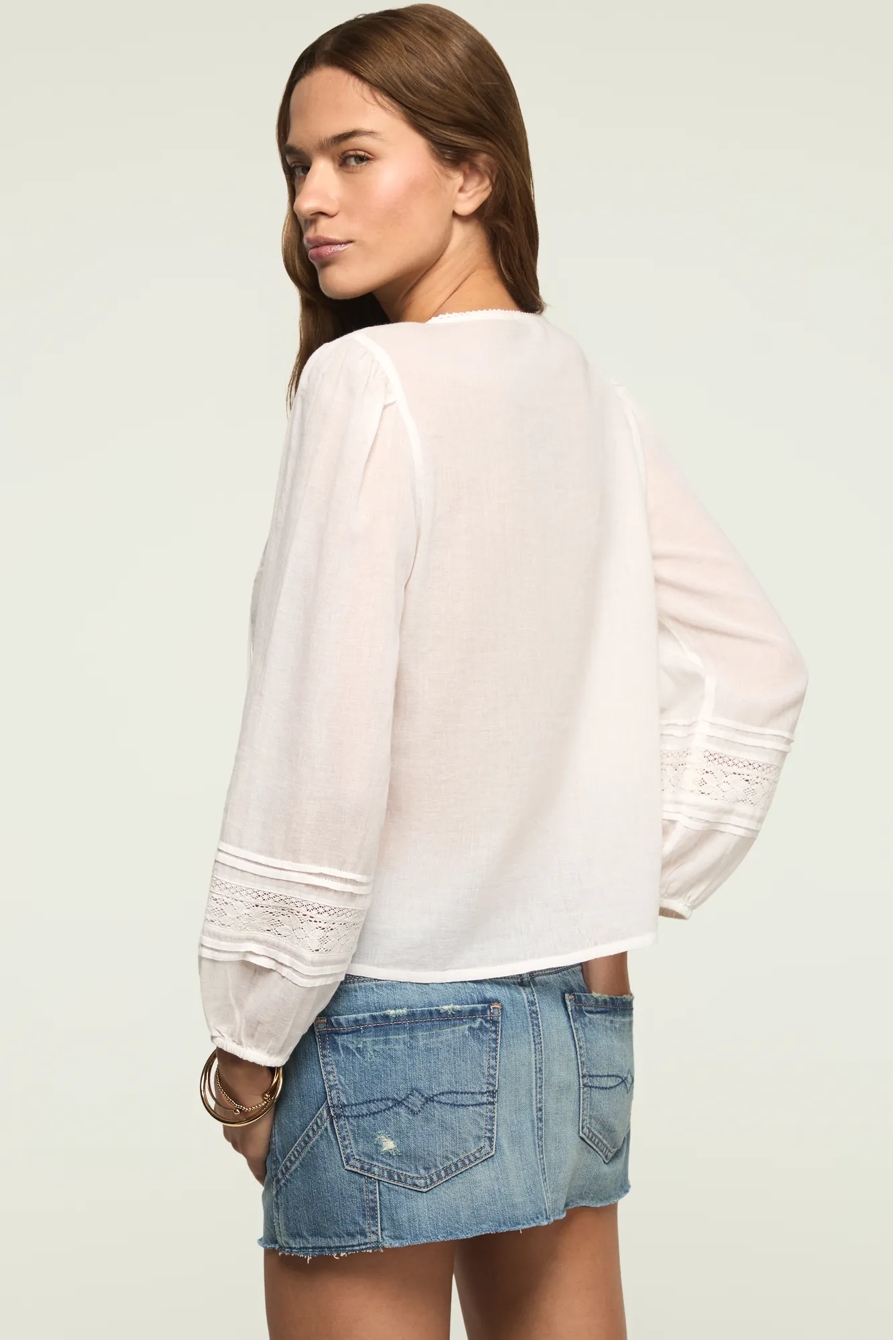 LACE PINTUCK PEASANT BLOUSE, image 3