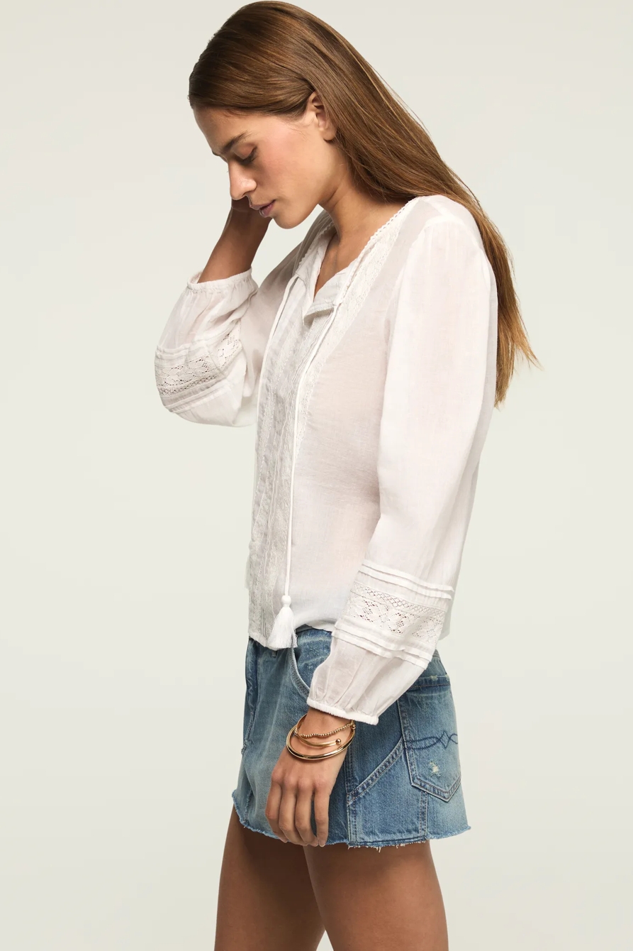 LACE PINTUCK PEASANT BLOUSE, image 4