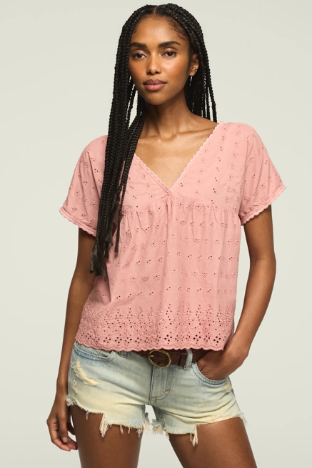 EYELET BABYDOLL TOP, image 1