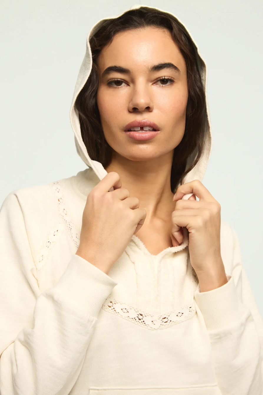 LACE TRIM FLEECE HOODIE, image 2