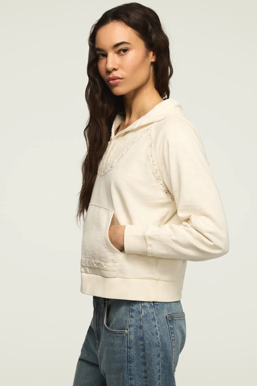 LACE TRIM FLEECE HOODIE, image 4