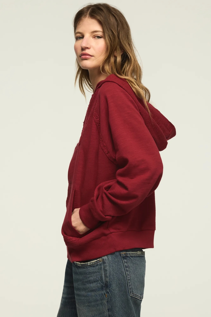 LACE TRIM FLEECE HOODIE, image 4