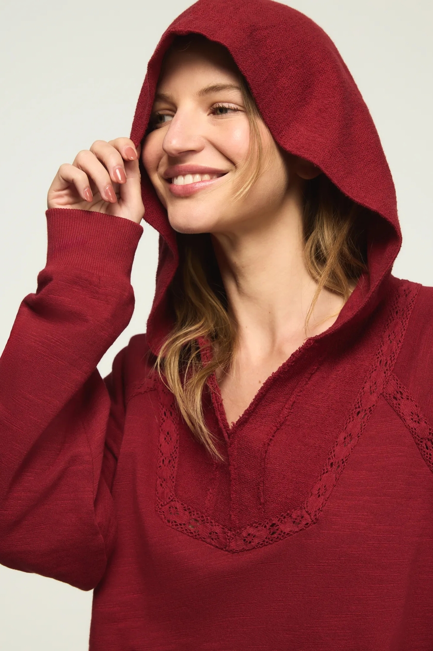 LACE TRIM FLEECE HOODIE, image 5